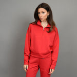 marilyn soft knit half zip pullover- engine red