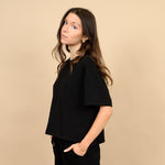 tess soft knit tee- black