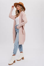 ribbed open front cardigan