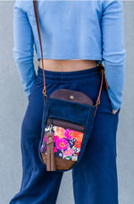 bottle bag- michelle floral + navy body