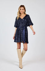 sky high vneck sequin dress