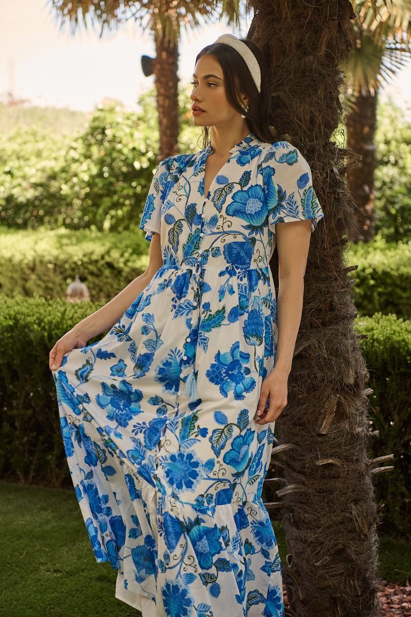 samian floral button down maxi dress