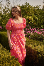 cala floral smocked maxi dress