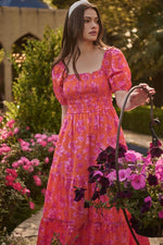cala floral smocked maxi dress
