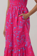 delina floral tiered midi dress