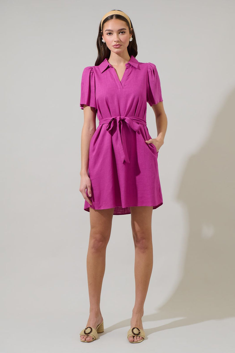 nitza linen collared dress