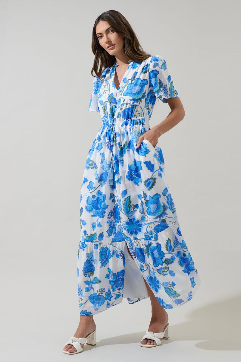 samian floral button down maxi dress