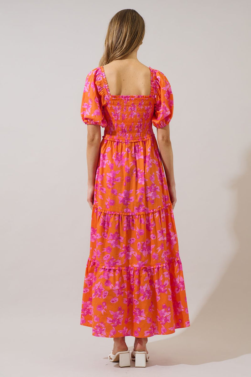 cala floral smocked maxi dress