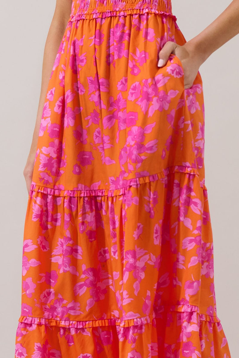 cala floral smocked maxi dress