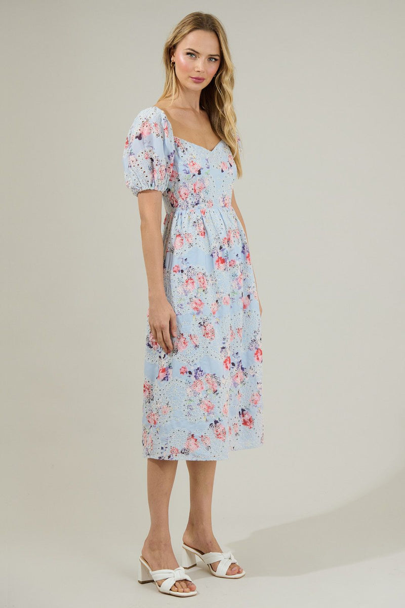 josie eyelet floral midi dress