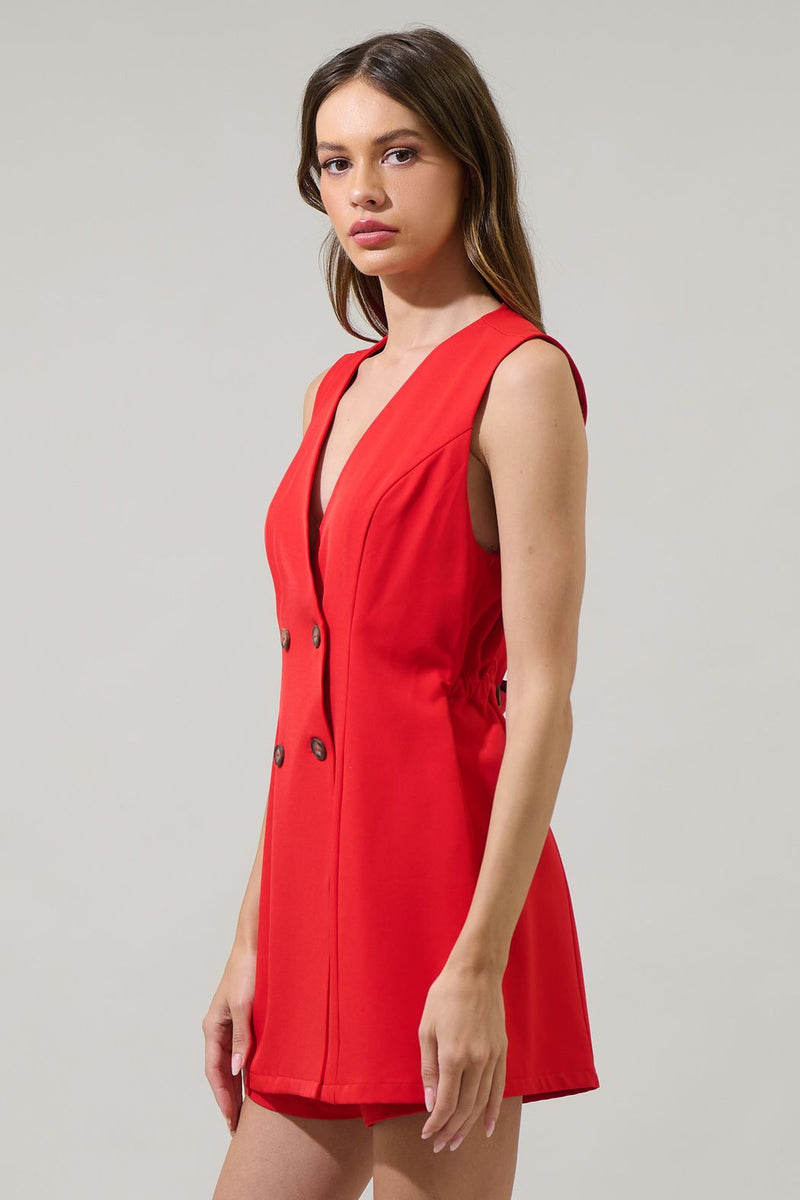 malaga city wrap button romper