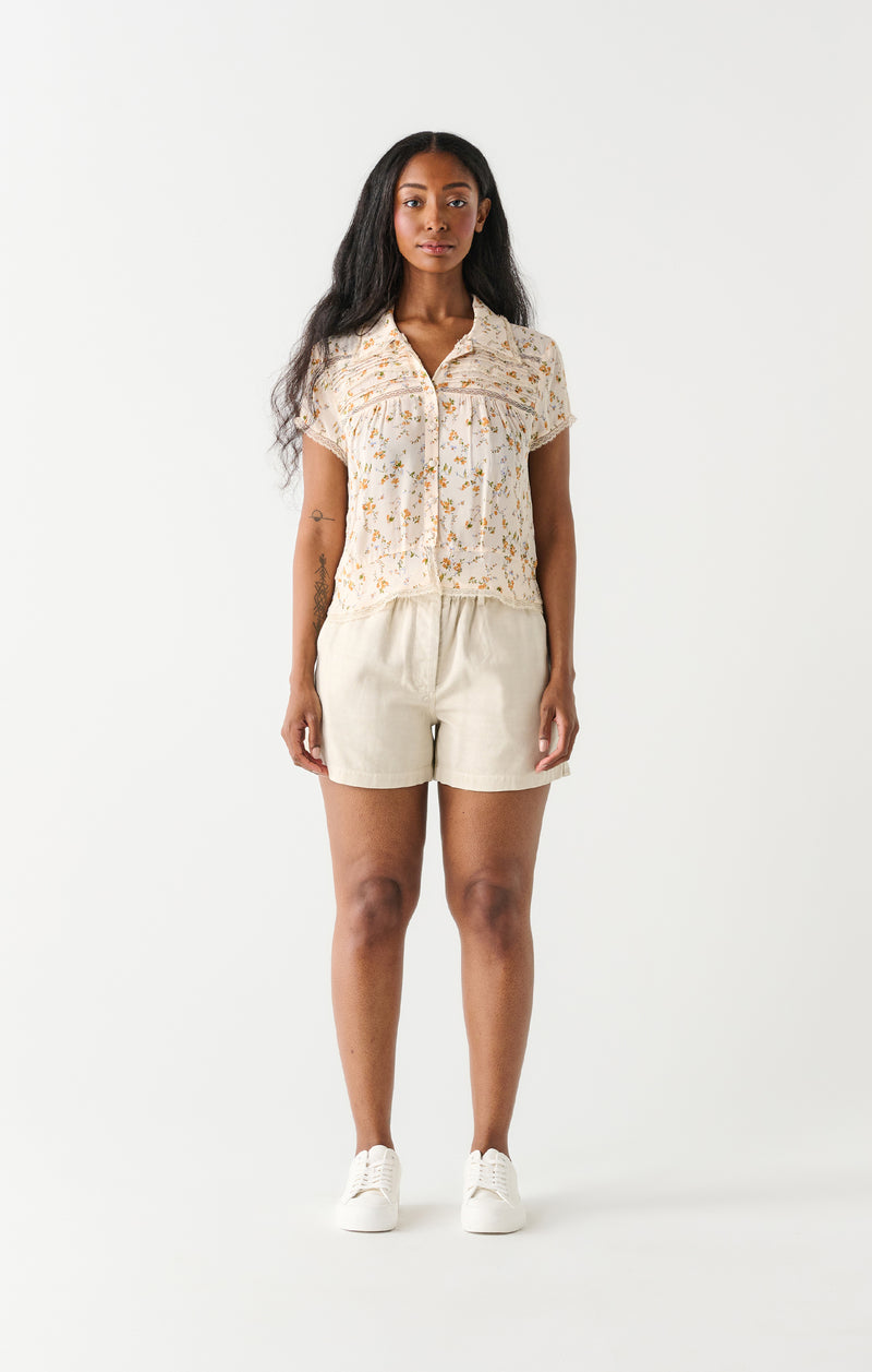 marigold floral crochet insert blouse