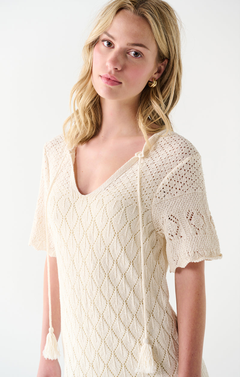 adora pointelle knit mini dress