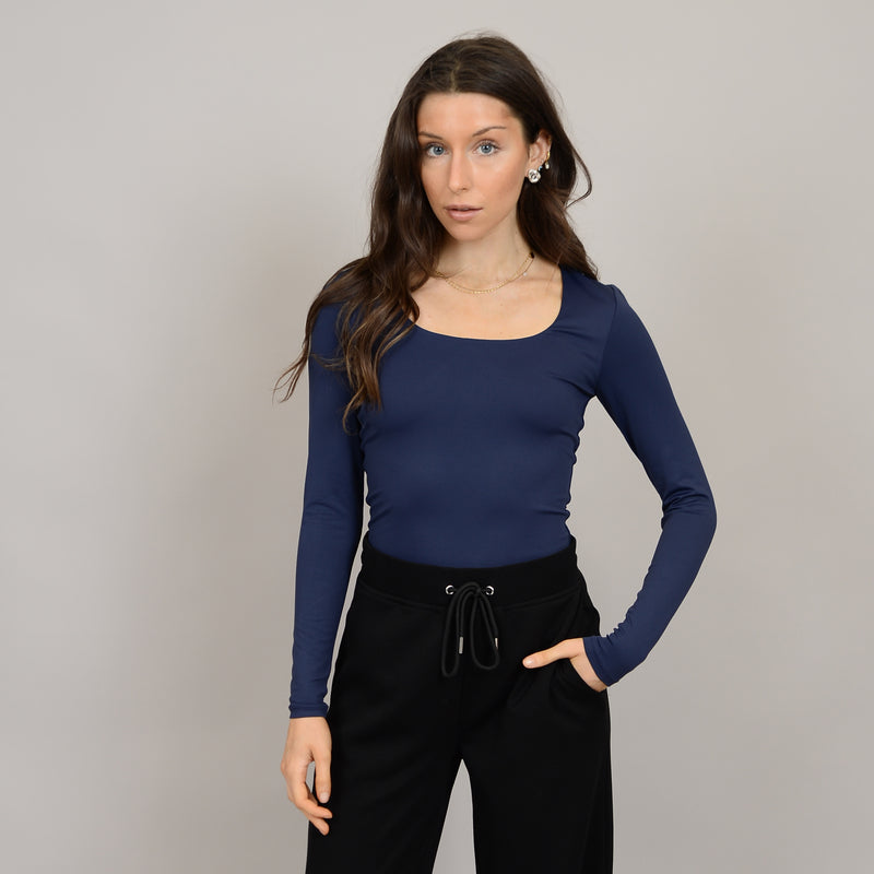 mariana uneck top- navy