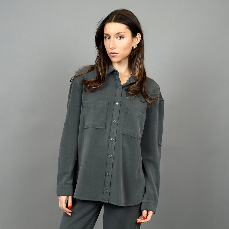 alaia super soft modal button up- dark ivy