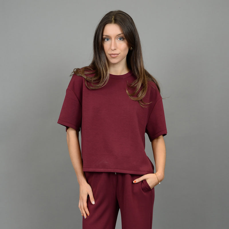 tess soft knit tee- oxblood