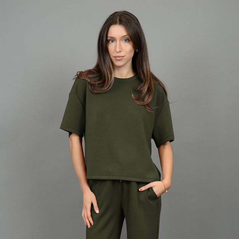 tess soft knit tee- olive night