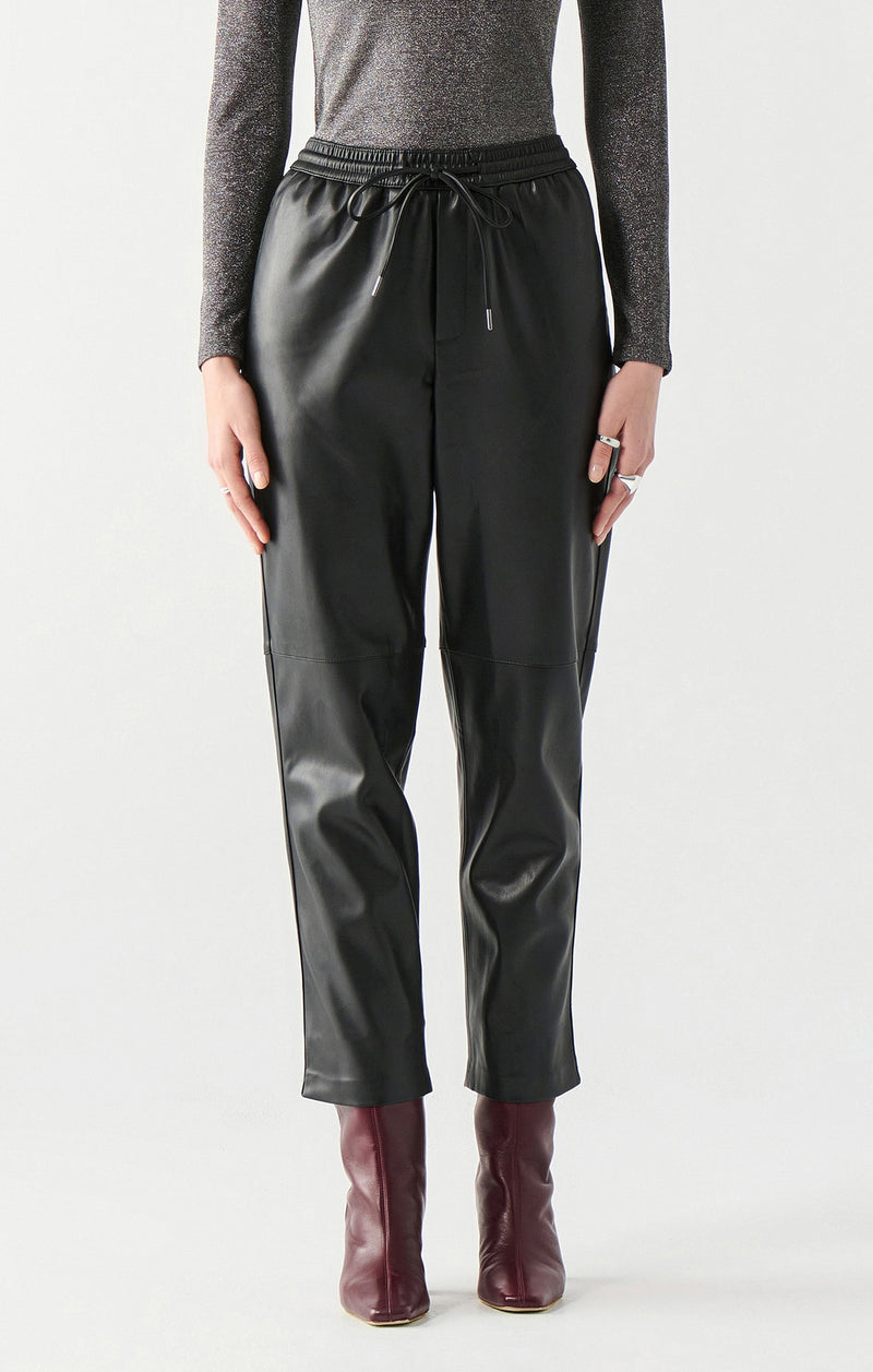 veena straight leg faux leather pant