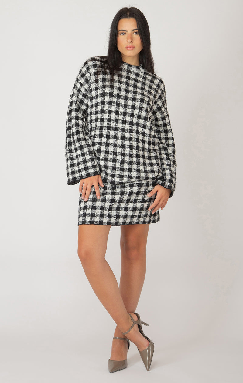 abba 2-tone check sweater