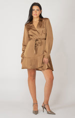 jolene flounce hem wrap mini dress