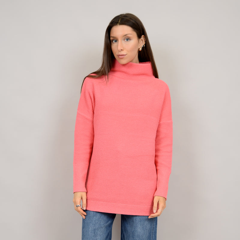 nancy ottoman mockneck- fresh coral