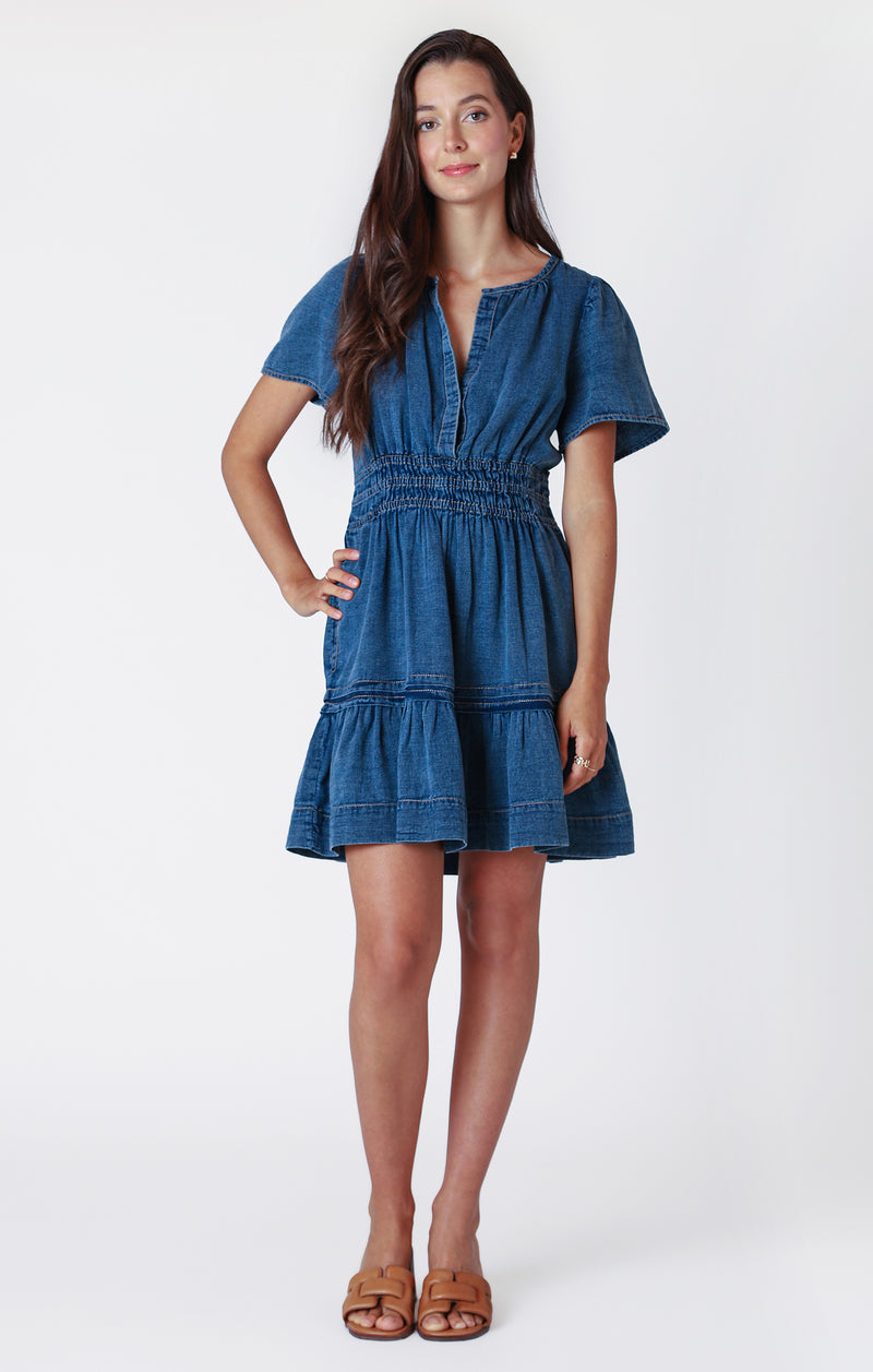 jane tiered denim dress