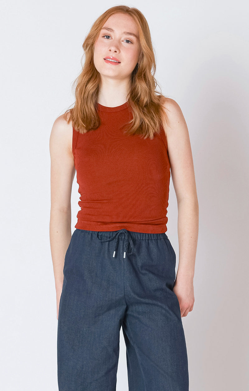 roxie ribbed tank- burnt orange