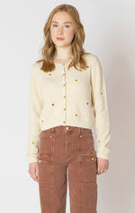 lonnie embroidered crewneck cardigan