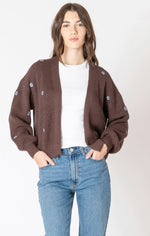 emory embroidered open cardigan