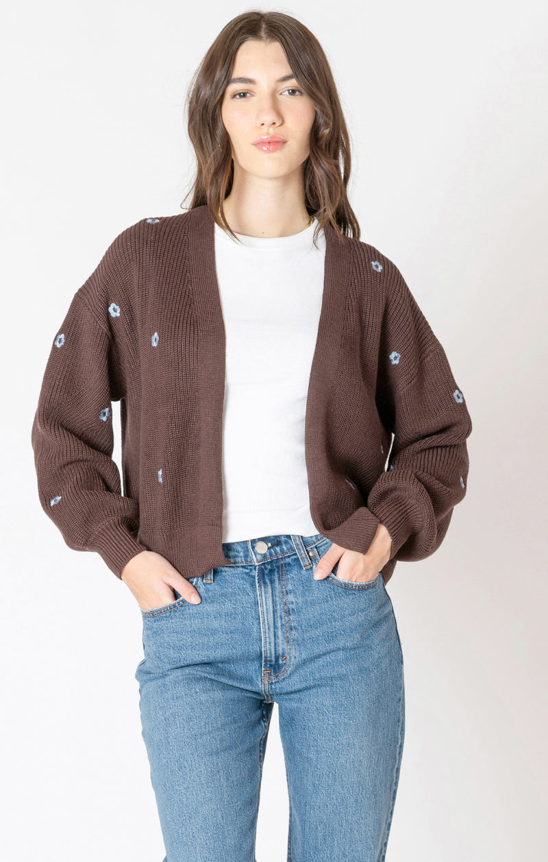 emory embroidered open cardigan