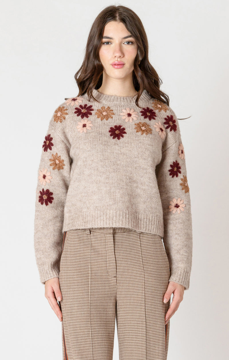 neena floral applique sweater