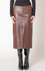 suzie faux leather midi skirt