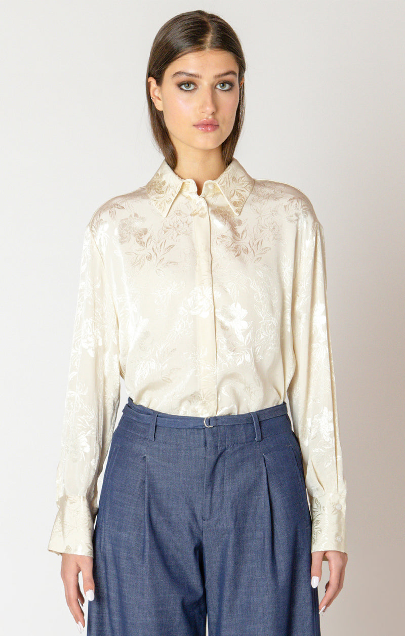 monique floral jacquard blouse