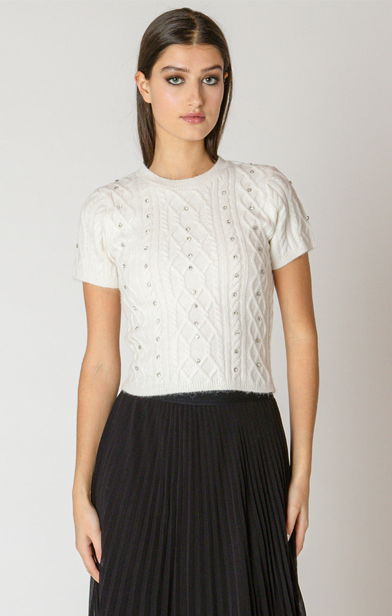 roz embellished cable sweater