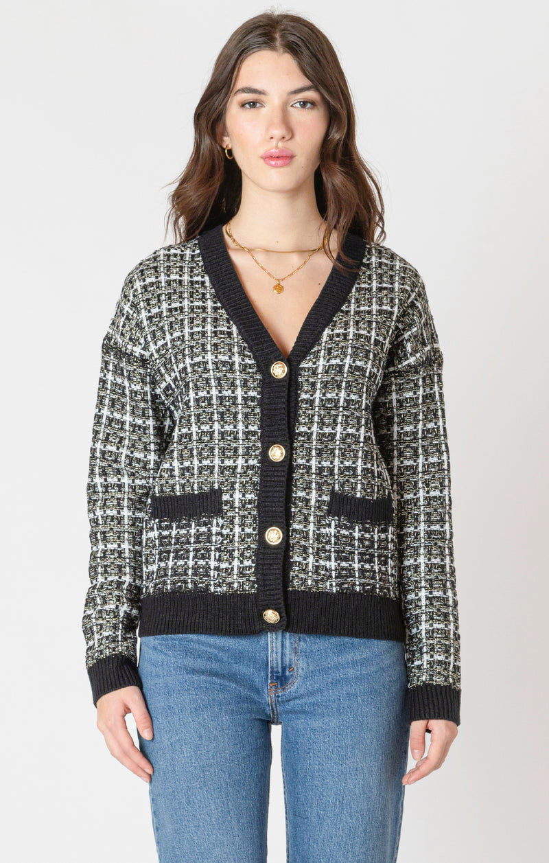 eliza tweed textured cardigan