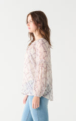 lavender haze smocked shoulder blouse