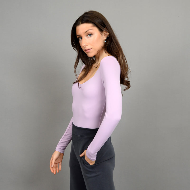 sanna sweetheart neck bodysuit- dusty mauve