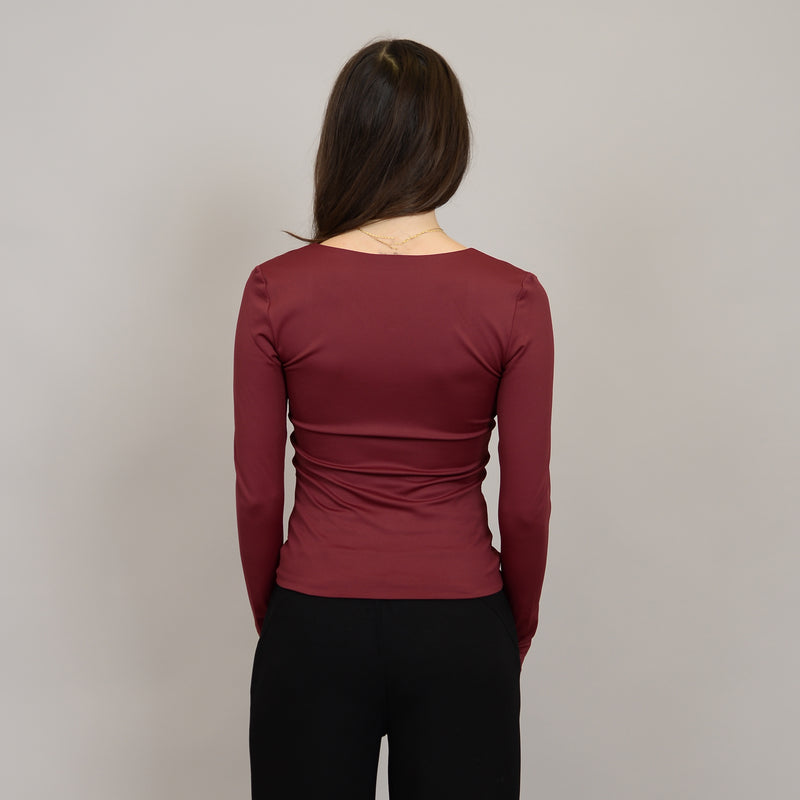 sanna sweetehart neck top- oxblood