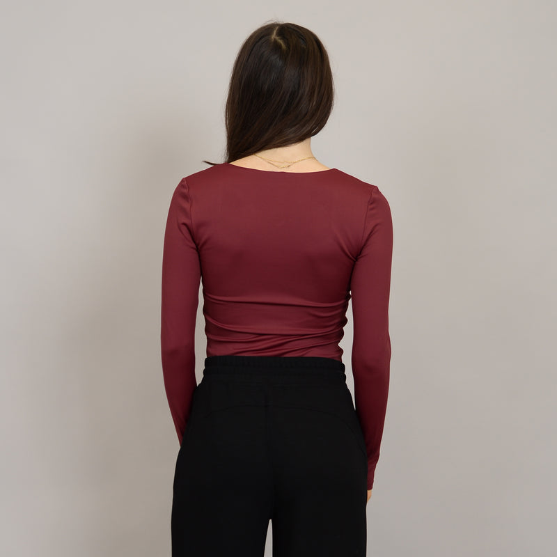 sanna sweetehart neck top- oxblood