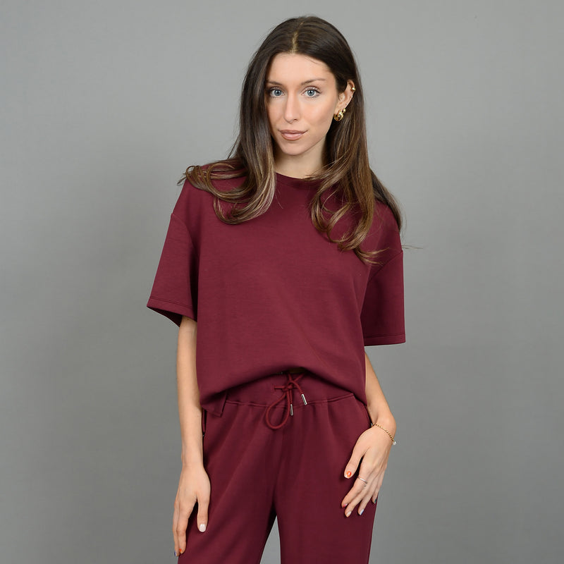 tess soft knit tee- oxblood