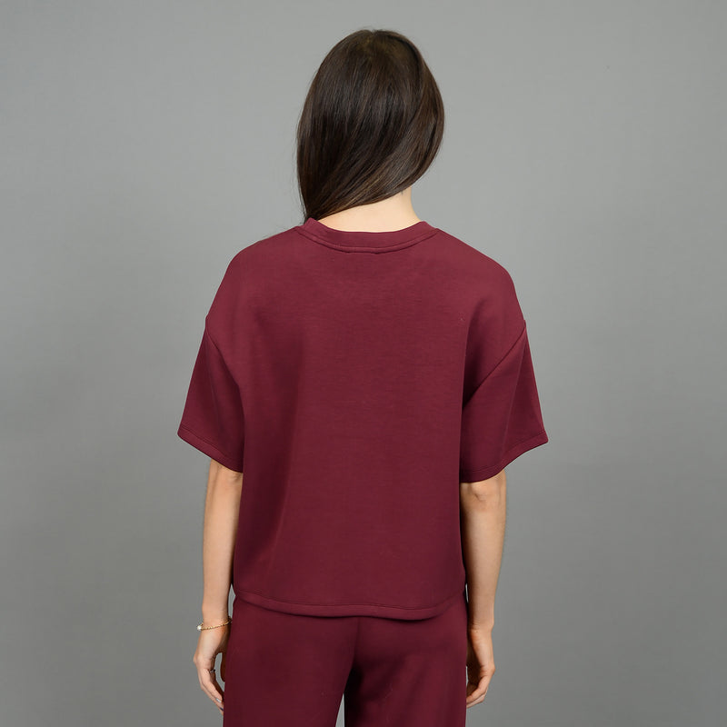 tess soft knit tee- oxblood