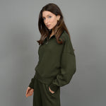 marilyn soft knit half zip pullover- olive night