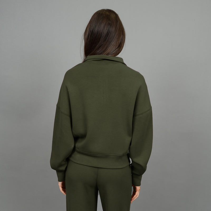 marilyn soft knit half zip pullover- olive night