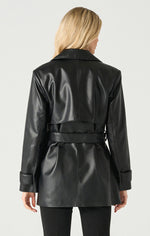 alora faux leather trench