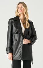 alora faux leather trench