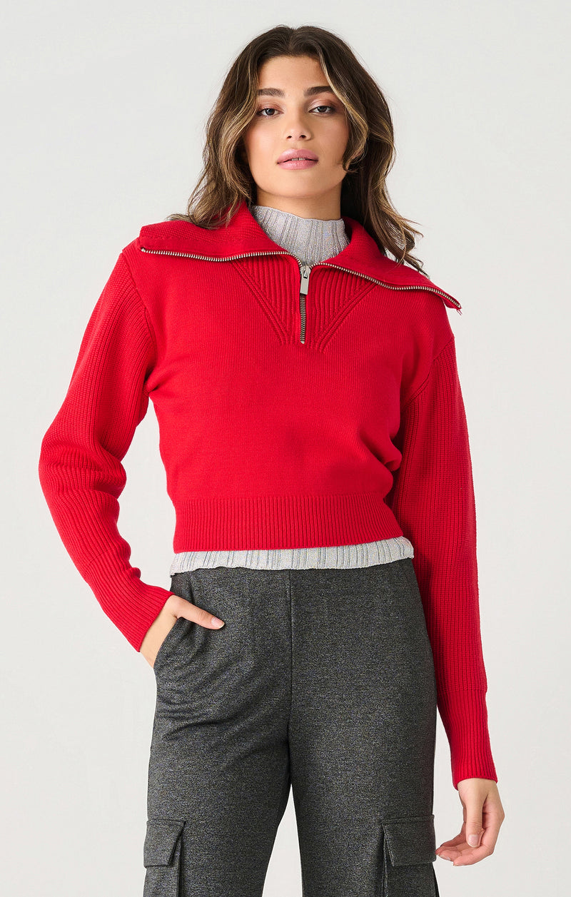 anala half zip textured sweater