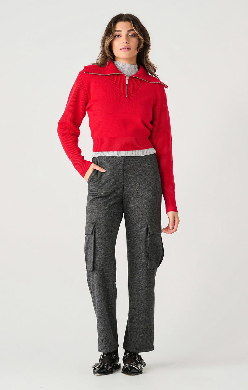 anala half zip textured sweater