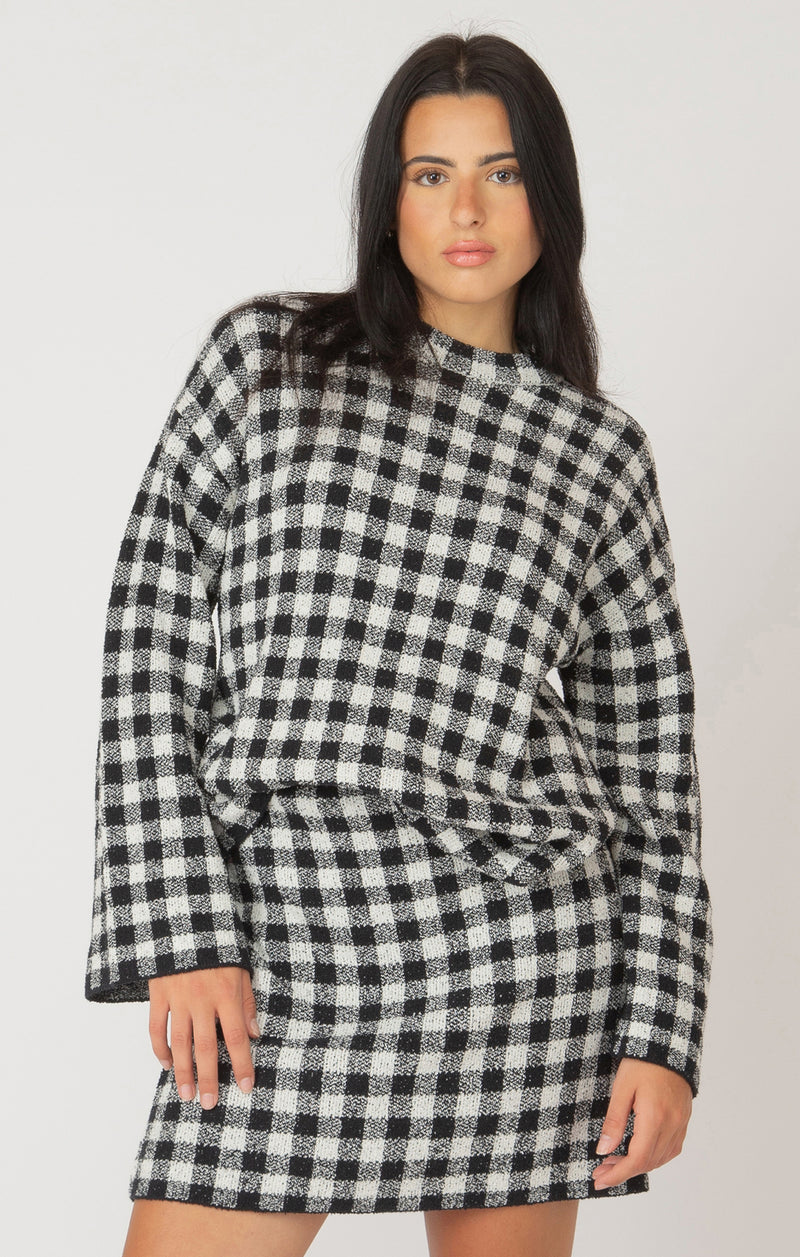 abba 2-tone check sweater