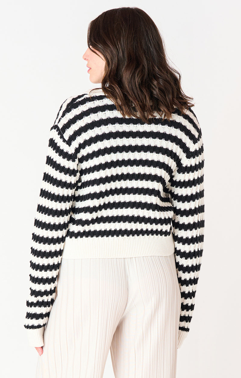 demi textured striped cardigan