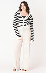 demi textured striped cardigan